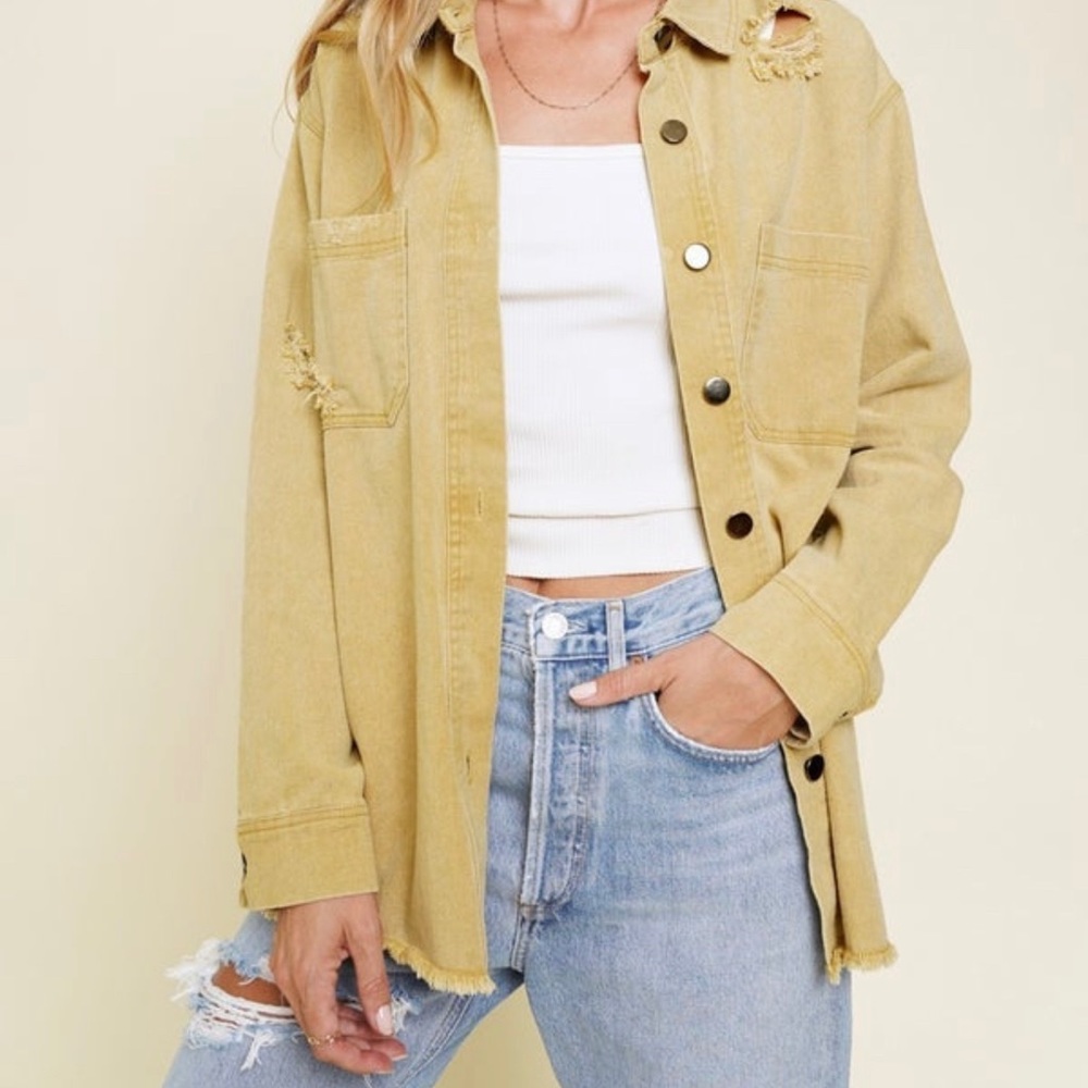 Mustard Distressed Jacket - Picture 2 of 2